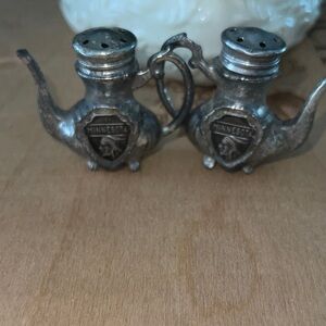 Minnesota souvenir, silver plated Salt and Pepper Shakers
